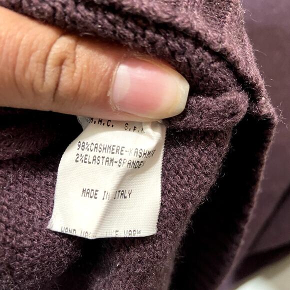 Malo Sweater Knitted Long Sleeve Turtle Neck Patched Elbow Pullover Purple 3X - Picture 4 of 6